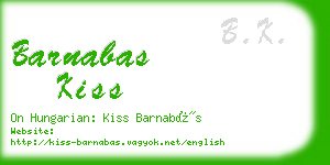 barnabas kiss business card